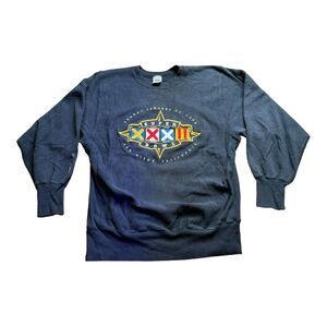 Vtg‎ 1998 NFL Super Bowl XXXII Champion Reverse Weave Sweatshirt Large Blue